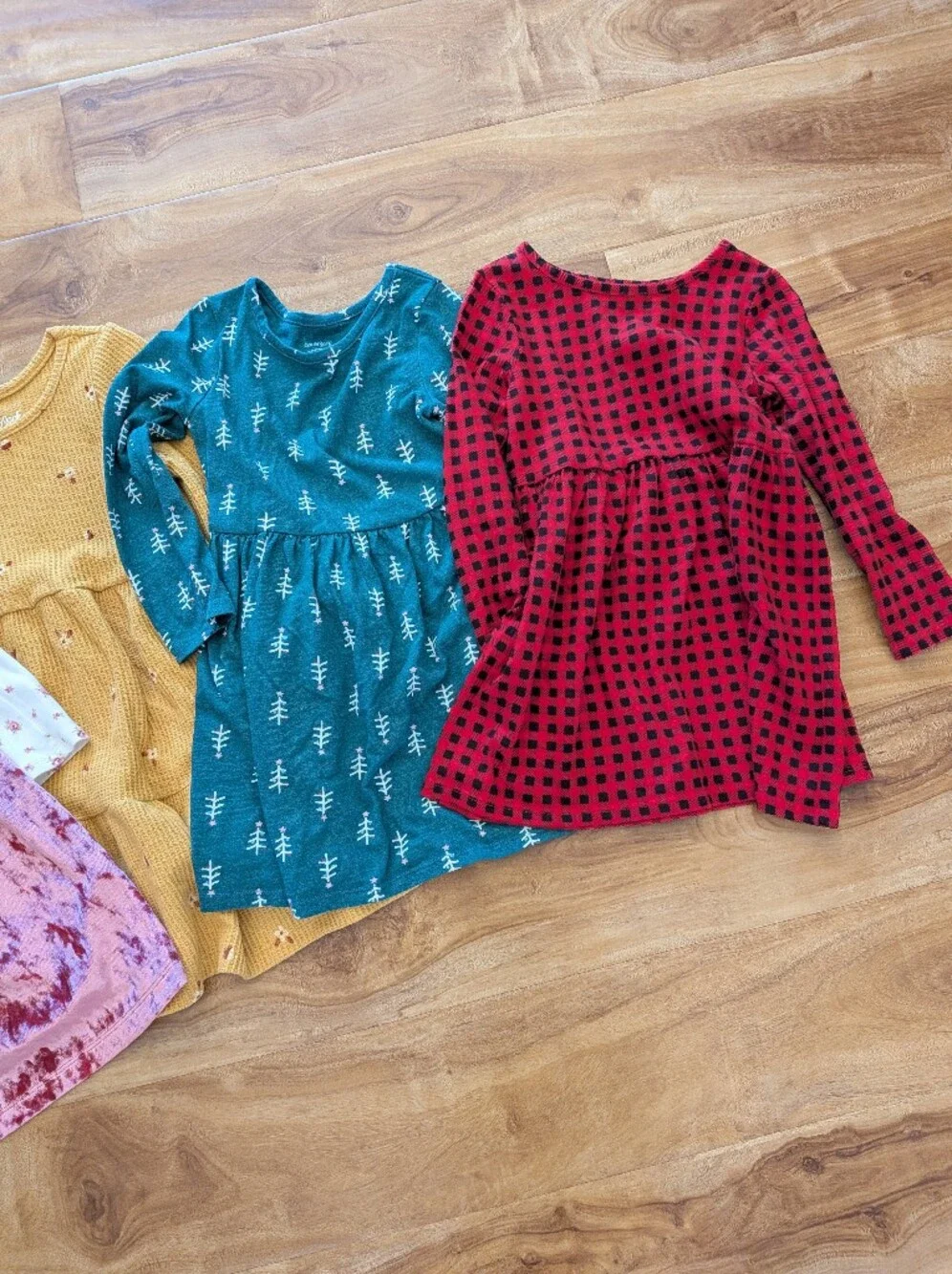 Lot of 4 Toddler Girl 4T Fall/Winter Dresses Holiday Cat & Jack Oshkosh